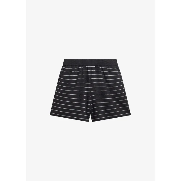 The Frankie Shop Nolma Knit Shorts - Grey/White Stripe - Oversized Minimalist Shorts in Grey - Shop at Luxury Shoes 