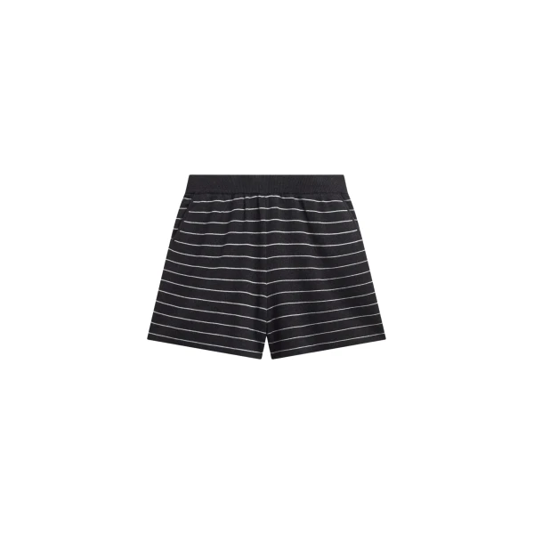 The Frankie Shop Nolma Knit Shorts - Grey/White Stripe - Oversized Minimalist Shorts in Grey - Shop at Luxury Shoes 