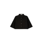 The Frankie Shop Odem Cropped Shirt - Black - Oversized Minimalist Tops in Black - Shop at Luxury Shoes 