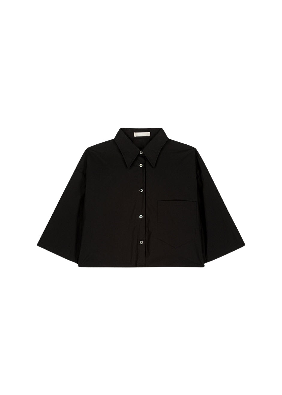 The Frankie Shop Odem Cropped Shirt – Black