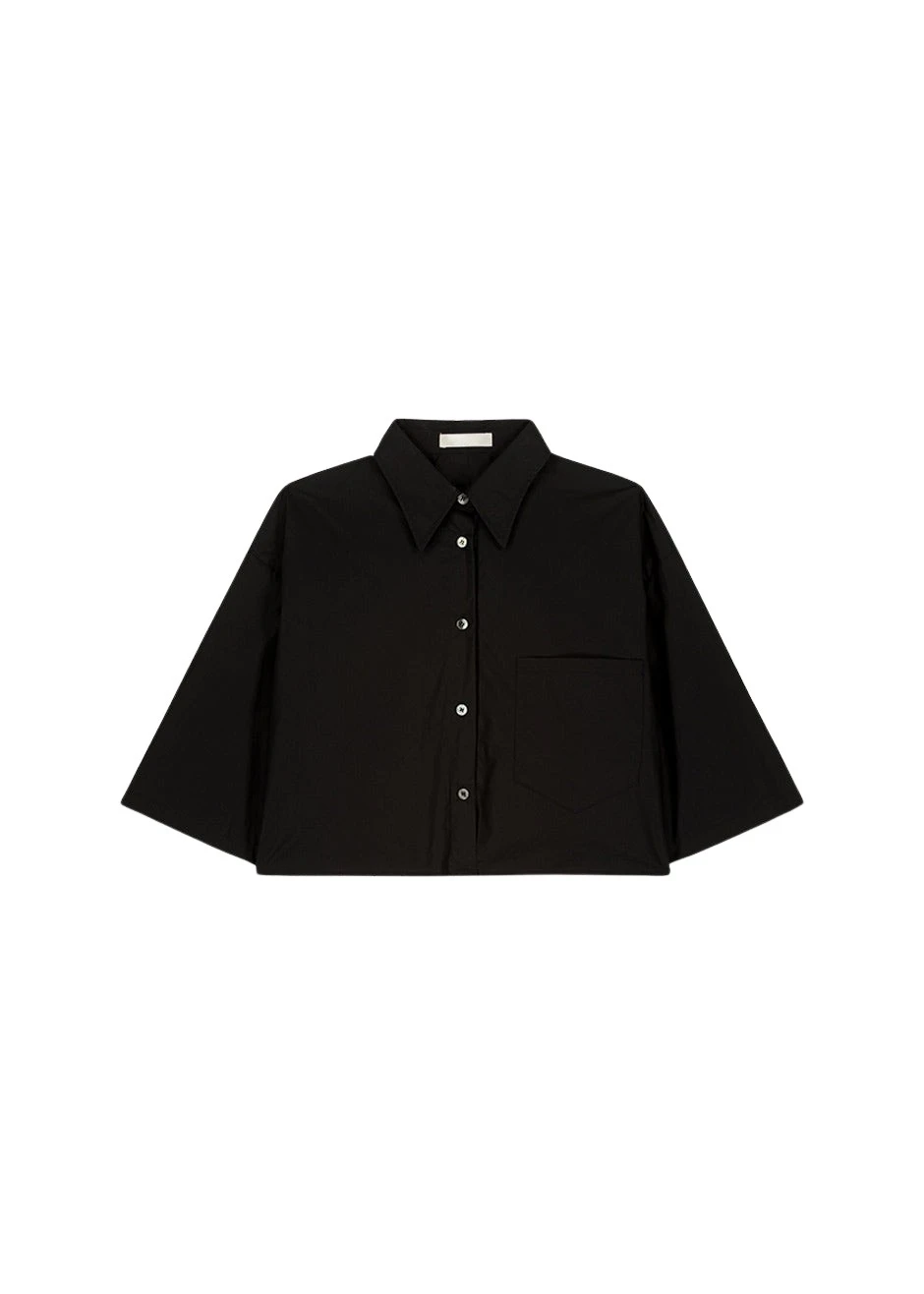 The-Frankie-Shop-Odem-Cropped-Shirt-Black-coveti-1075893_nobg The Frankie Shop Odem Cropped Shirt - Black - Oversized Minimalist Tops in Black - Shop at Luxury Shoes