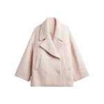 The Frankie Shop Odeone Brushed Wool Peacoat - Faded Pink - Oversized Minimalist Coats in Pink - Shop at Luxury Shoes 