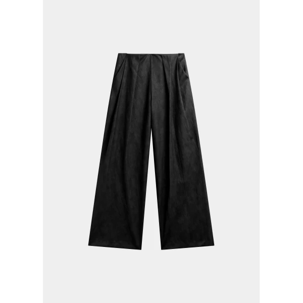 The Frankie Shop Olivet Faux Leather Trousers - Black - Oversized Minimalist Pants in Black - Shop at Luxury Shoes 