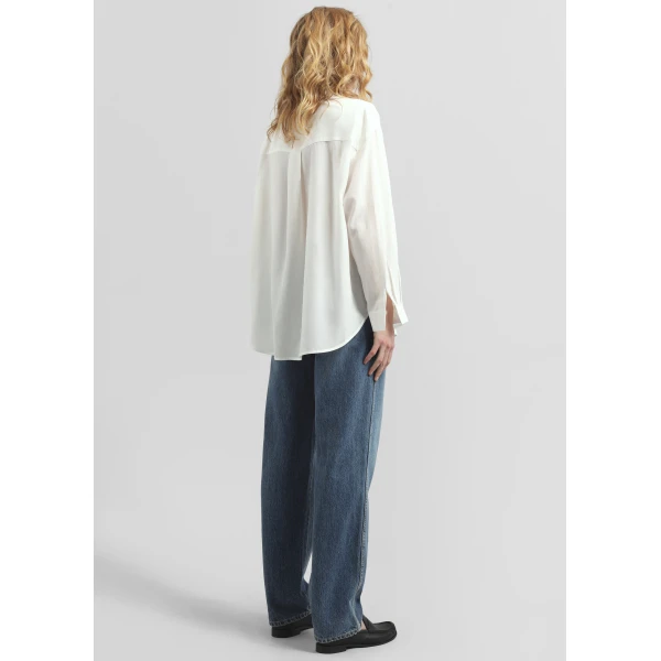 The Frankie Shop Patti Neck Tie Shirt - White - Oversized Minimalist Tops in White - Shop at Luxury Shoes 