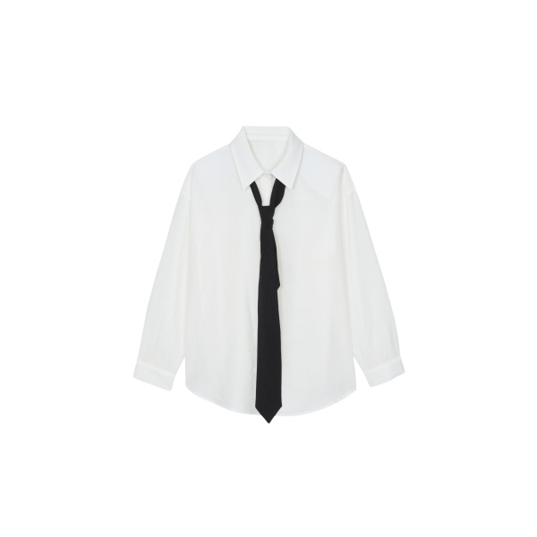 The Frankie Shop Patti Neck Tie Shirt - White - Oversized Minimalist Tops in White - Shop at Luxury Shoes 