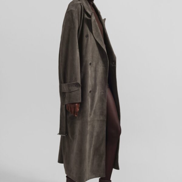 The Frankie Shop Pembroke Faux Suede Trench – Mousse Coat, view 4
