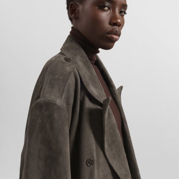 The Frankie Shop Pembroke Faux Suede Trench – Mousse Coat, view 5