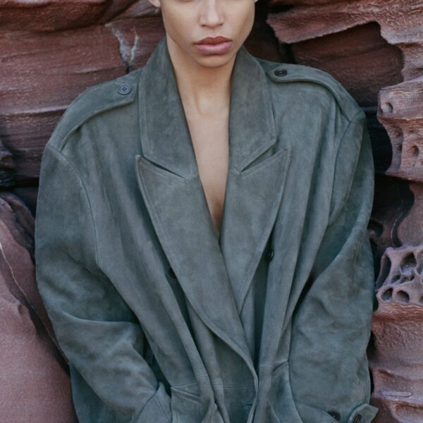 The Frankie Shop Pembroke Faux Suede Trench – Mousse Coat, view 7