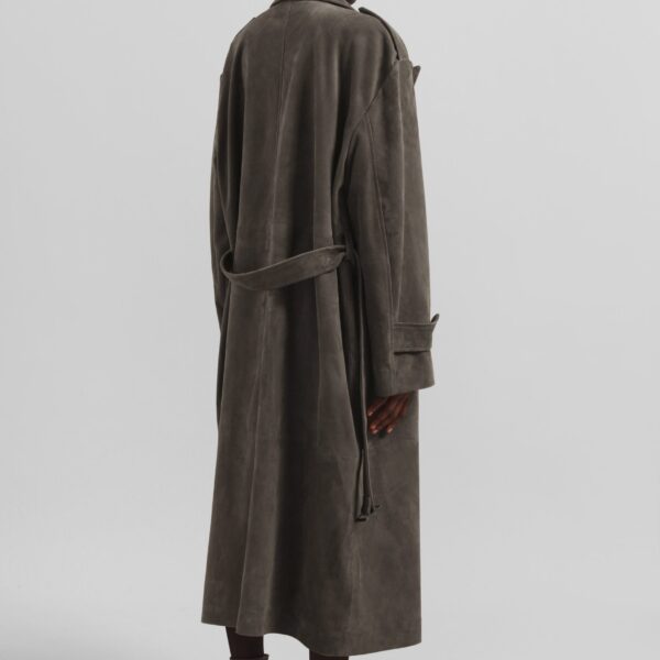 The Frankie Shop Pembroke Faux Suede Trench – Mousse Coat, view 8