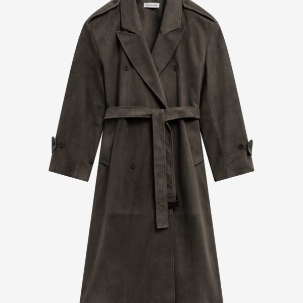 The Frankie Shop Pembroke Faux Suede Trench – Mousse Coat, view 9