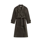 The Frankie Shop Pembroke Faux Suede Trench - Mousse - Oversized Minimalist Coats in Brown - Shop at Luxury Shoes 