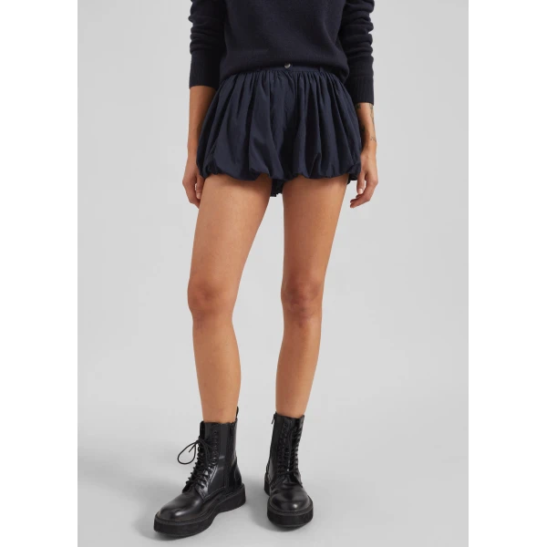 The Frankie Shop Penola Mini Balloon Shorts - Navy - Oversized Minimalist Shorts in Blue - Shop at Luxury Shoes 