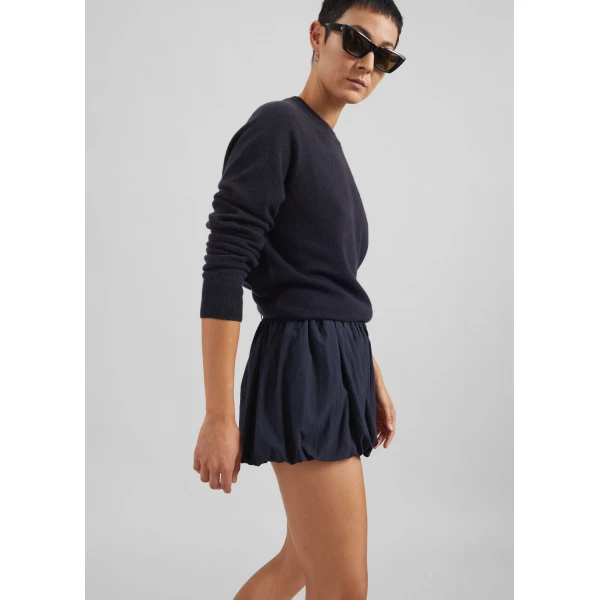 The Frankie Shop Penola Mini Balloon Shorts - Navy - Oversized Minimalist Shorts in Blue - Shop at Luxury Shoes 