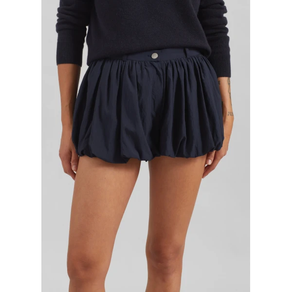 The Frankie Shop Penola Mini Balloon Shorts - Navy - Oversized Minimalist Shorts in Blue - Shop at Luxury Shoes 