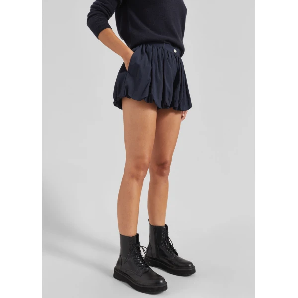 The Frankie Shop Penola Mini Balloon Shorts - Navy - Oversized Minimalist Shorts in Blue - Shop at Luxury Shoes 