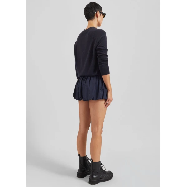 The Frankie Shop Penola Mini Balloon Shorts - Navy - Oversized Minimalist Shorts in Blue - Shop at Luxury Shoes 