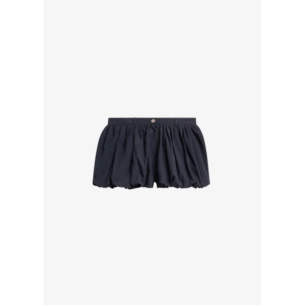 The Frankie Shop Penola Mini Balloon Shorts - Navy - Oversized Minimalist Shorts in Blue - Shop at Luxury Shoes 