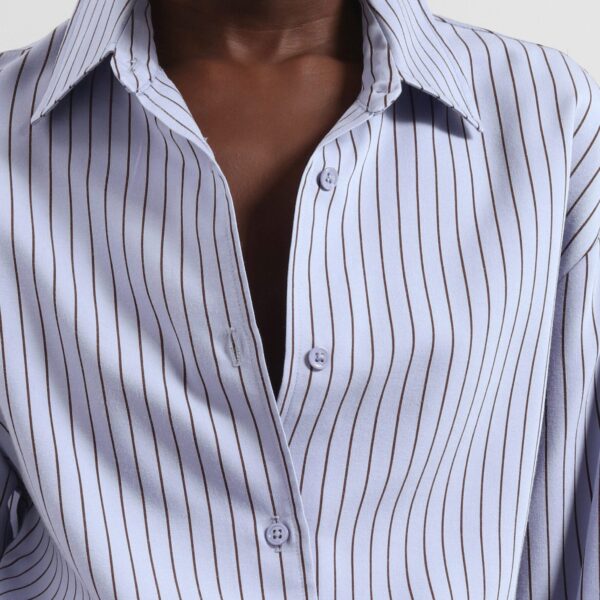 The Frankie Shop Peri Striped Fluid Shirt – Blue/Brown, view 5