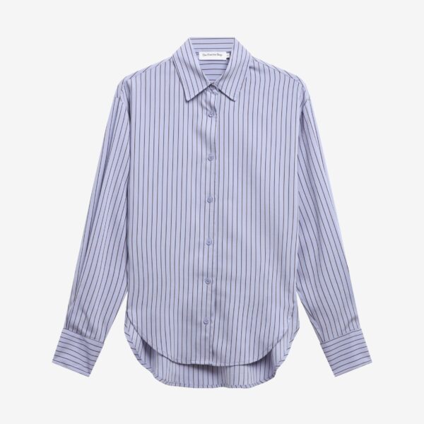 The Frankie Shop Peri Striped Fluid Shirt – Blue/Brown, view 9