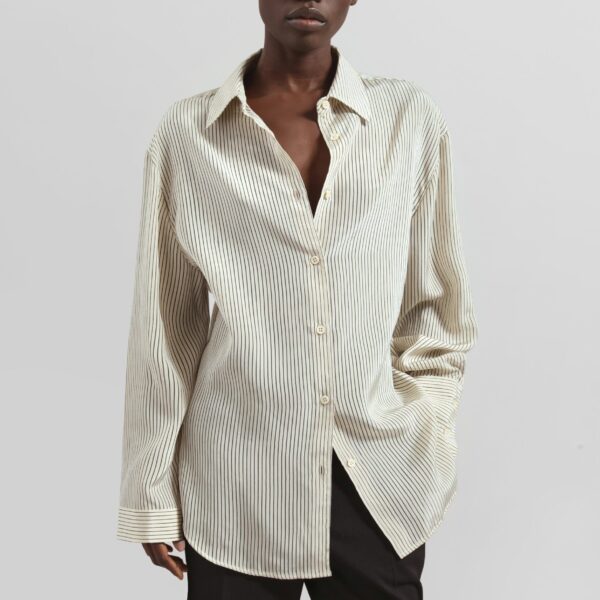 The Frankie Shop Peri Striped Shirt – Ivory/Black, view 2