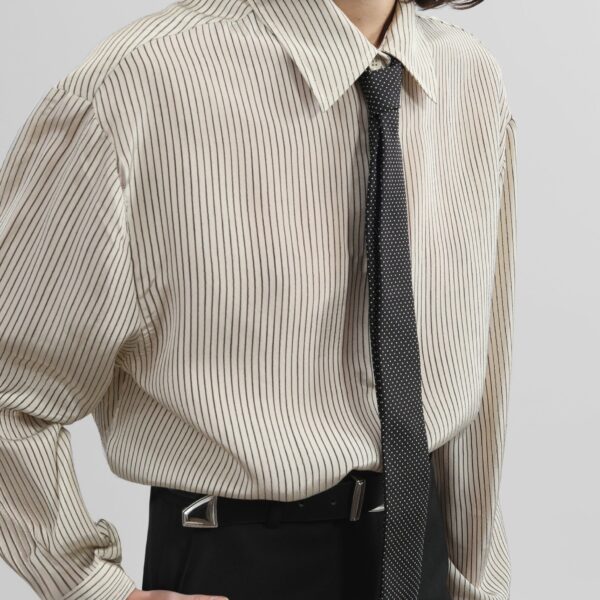 The Frankie Shop Peri Striped Shirt – Ivory/Black, view 6