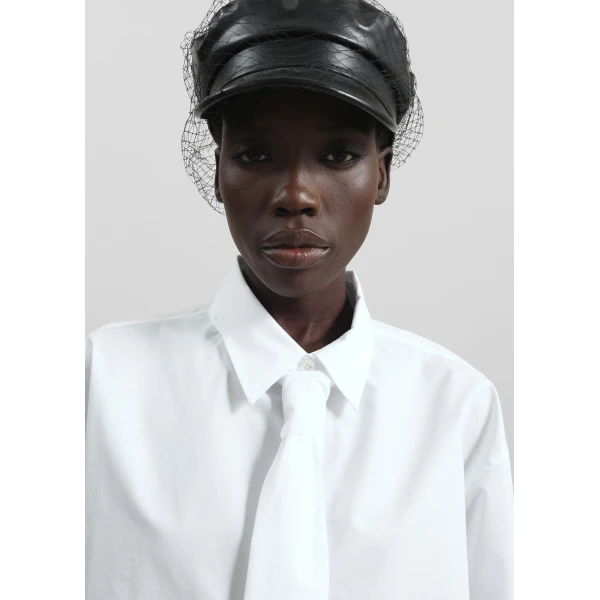The Frankie Shop Perna Tie Neck Shirt - White - Oversized Minimalist Tops in White - Shop at Luxury Shoes 