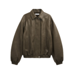 The Frankie Shop Prescott Faux Leather Jacket - Moss Green - Oversized Minimalist Jackets in Green - Shop at Luxury Shoes 