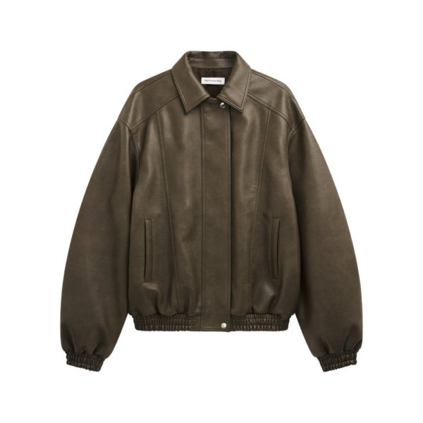 The Frankie Shop Prescott Faux Leather Jacket - Moss Green - Oversized Minimalist Jackets in Green - Shop at Luxury Shoes 