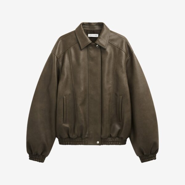 The Frankie Shop Prescott Faux Leather Jacket – Moss Green, view 9