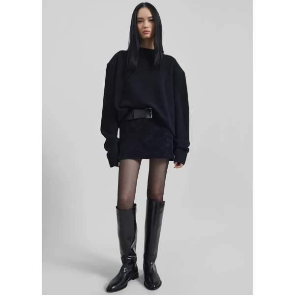 The Frankie Shop Rafaela Padded Knit Sweater - Black - Oversized Minimalist Knitwear in Black - Shop at Luxury Shoes 