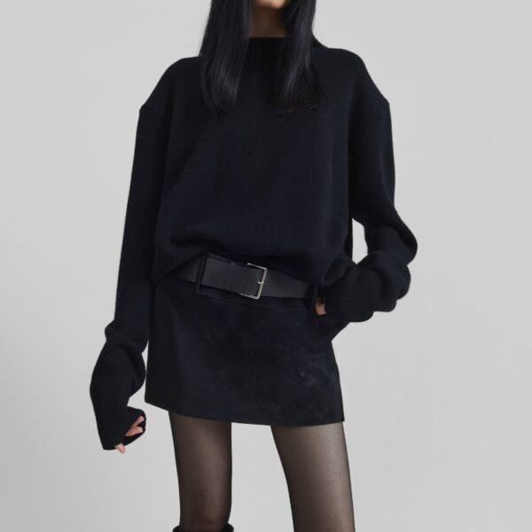 The Frankie Shop Rafaela Padded Knit Sweater – Black, view 4
