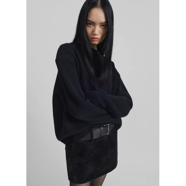 The Frankie Shop Rafaela Padded Knit Sweater - Black - Oversized Minimalist Knitwear in Black - Shop at Luxury Shoes 