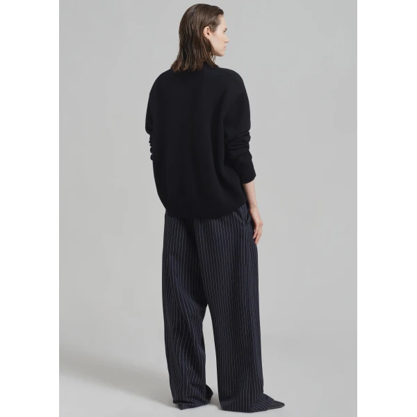 The Frankie Shop Rafaela Padded Knit Sweater - Black - Oversized Minimalist Knitwear in Black - Shop at Luxury Shoes 