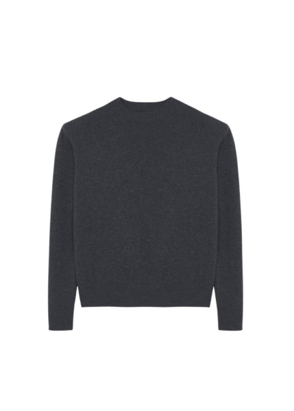 The Frankie Shop Rafaela Padded Knit Sweater - Dark Grey Melange - Oversized Minimalist Knitwear in Grey - Shop at Luxury Shoes 