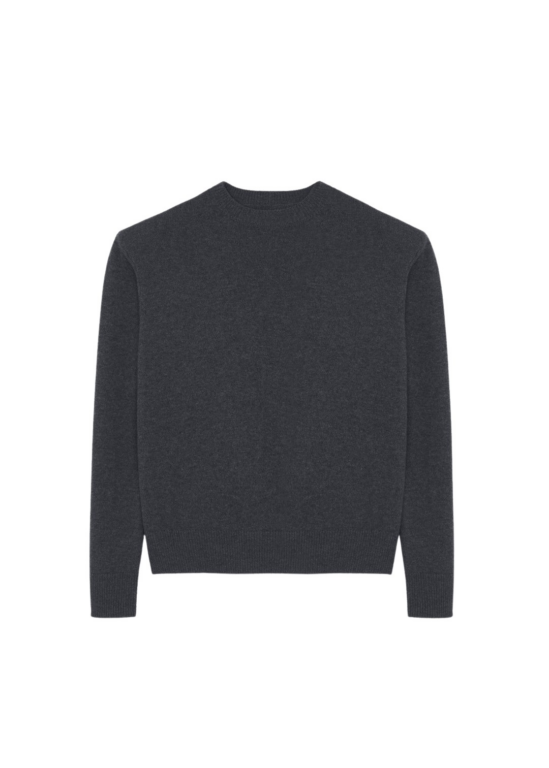 The Frankie Shop Rafaela Padded Knit Sweater - Dark Grey Melange - Oversized Minimalist Knitwear in Grey - Shop at Luxury Shoes 