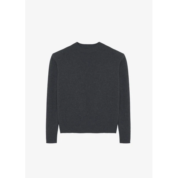 The Frankie Shop Rafaela Padded Knit Sweater - Dark Grey Melange - Oversized Minimalist Knitwear in Grey - Shop at Luxury Shoes 