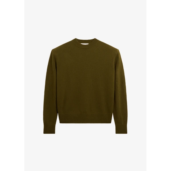 The Frankie Shop Rafaela Padded Knit Sweater - Olive - Oversized Minimalist Knitwear in Green - Shop at Luxury Shoes 