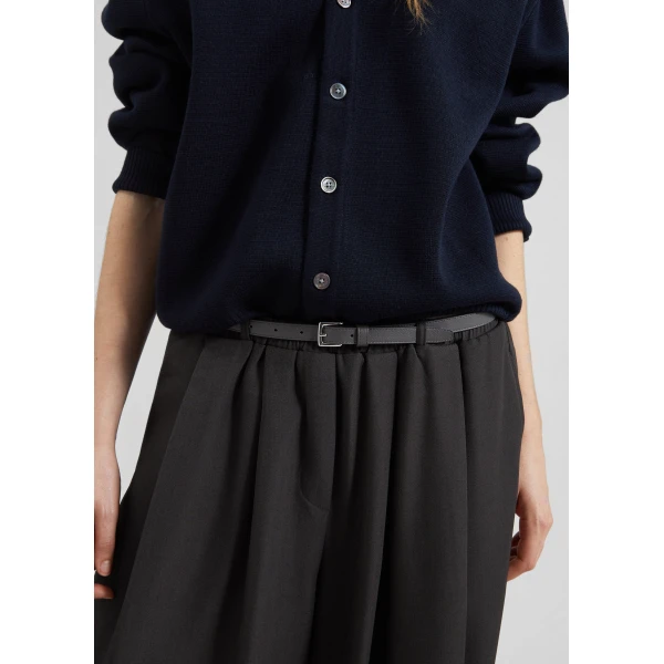The Frankie Shop Ramsen Pleated Wide Trousers - Charcoal - Oversized Minimalist Pants in Blue - Shop at Luxury Shoes 