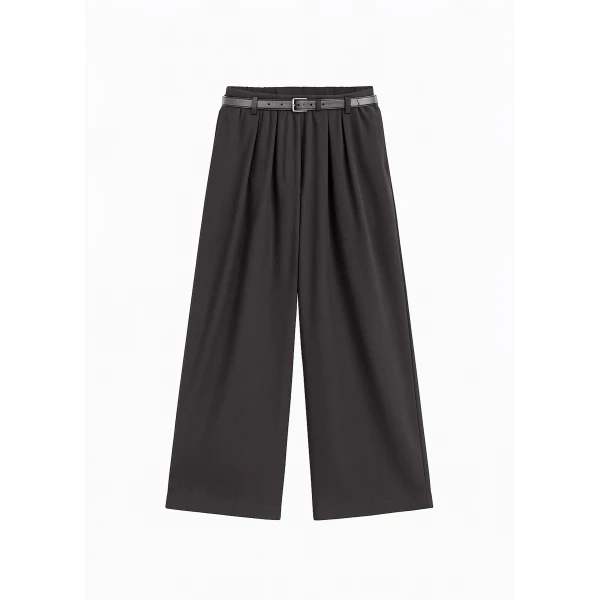 The Frankie Shop Ramsen Pleated Wide Trousers - Charcoal - Oversized Minimalist Pants in Blue - Shop at Luxury Shoes 