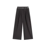 The Frankie Shop Ramsen Pleated Wide Trousers - Charcoal - Oversized Minimalist Pants in Blue - Shop at Luxury Shoes 