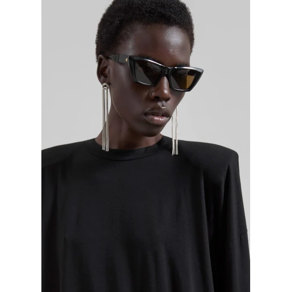The Frankie Shop Ravvi Soft Padded Top - Black - Oversized Minimalist Tops in Black - Shop at Luxury Shoes 