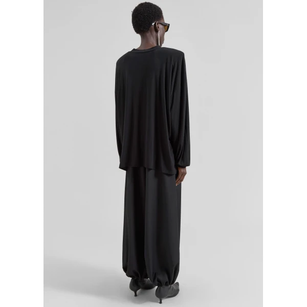 The Frankie Shop Ravvi Soft Padded Top - Black - Oversized Minimalist Tops in Black - Shop at Luxury Shoes 