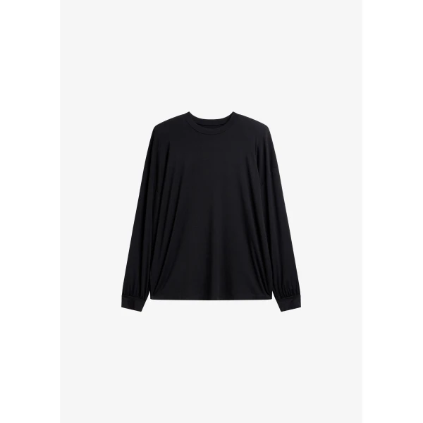 The Frankie Shop Ravvi Soft Padded Top - Black - Oversized Minimalist Tops in Black - Shop at Luxury Shoes 