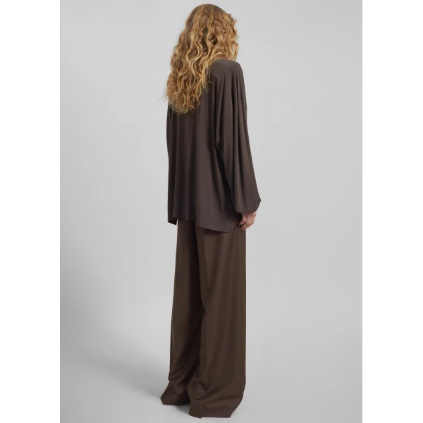 The Frankie Shop Ravvi Soft Padded Top - Brown - Oversized Minimalist Tops in Brown - Shop at Luxury Shoes 