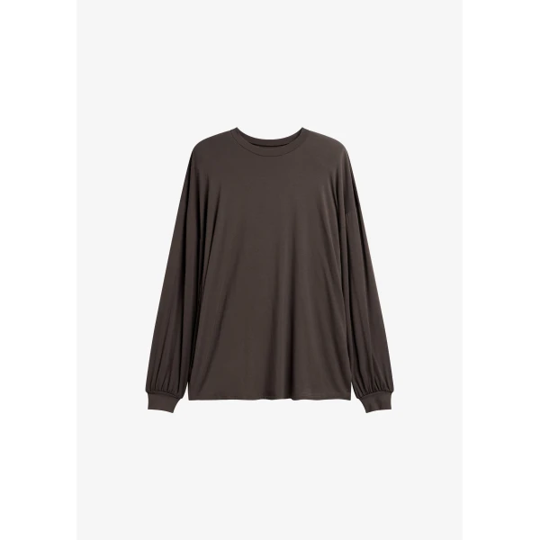 The Frankie Shop Ravvi Soft Padded Top - Brown - Oversized Minimalist Tops in Brown - Shop at Luxury Shoes 