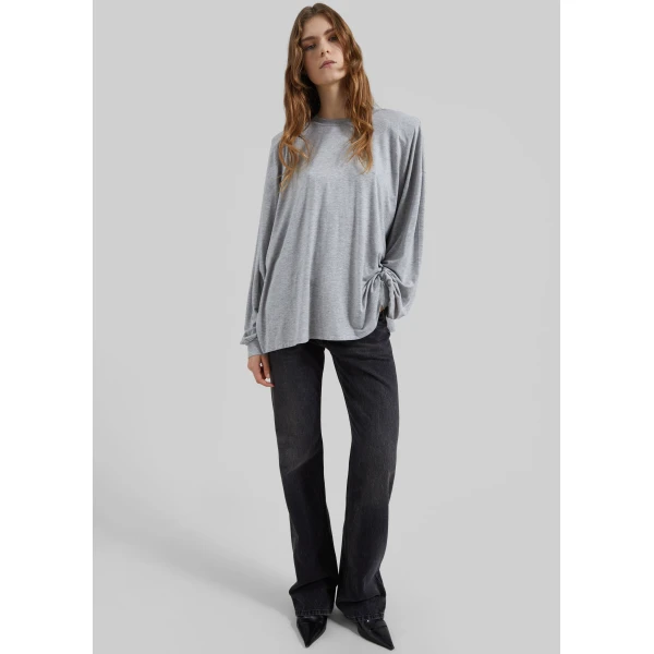 The Frankie Shop Ravvi Soft Padded Top - Grey - Oversized Minimalist Tops in Grey - Shop at Luxury Shoes 