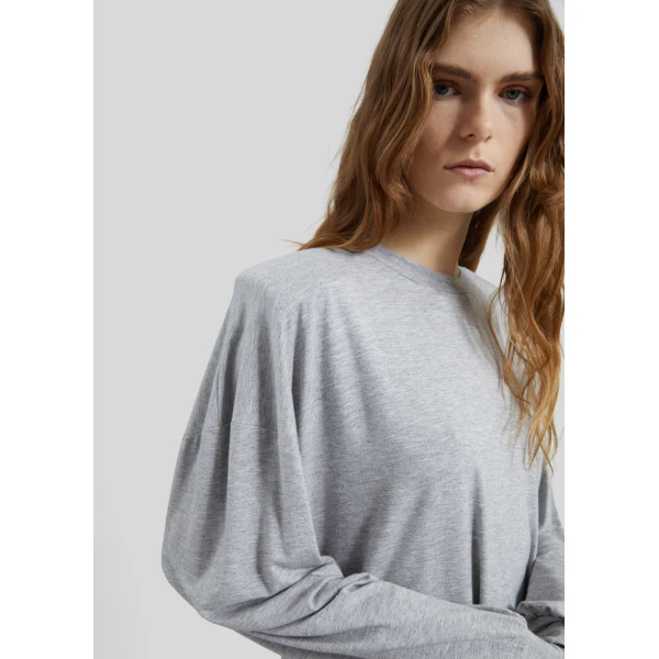 The Frankie Shop Ravvi Soft Padded Top - Grey - Oversized Minimalist Tops in Grey - Shop at Luxury Shoes 