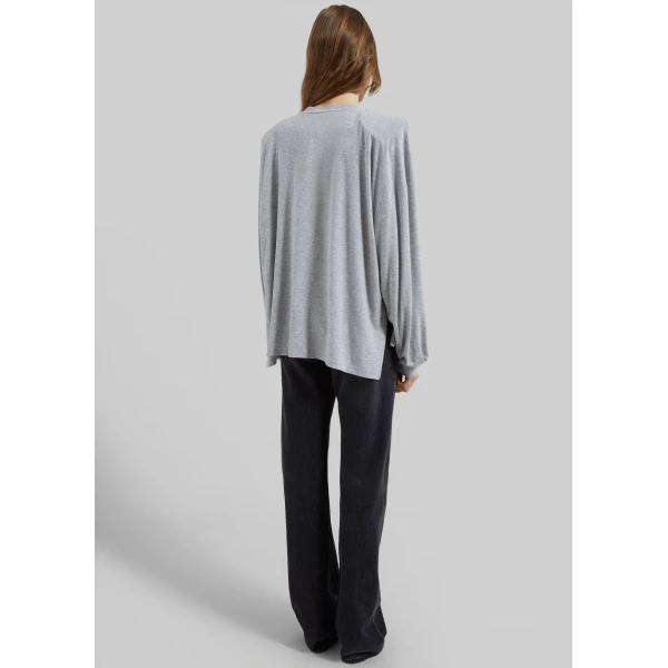 The Frankie Shop Ravvi Soft Padded Top - Grey - Oversized Minimalist Tops in Grey - Shop at Luxury Shoes 