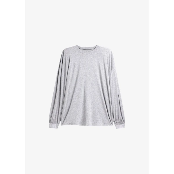 The Frankie Shop Ravvi Soft Padded Top - Grey - Oversized Minimalist Tops in Grey - Shop at Luxury Shoes 