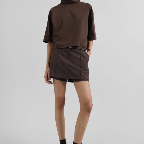 The Frankie Shop Reza Cropped Tee – Brown Top, view 3